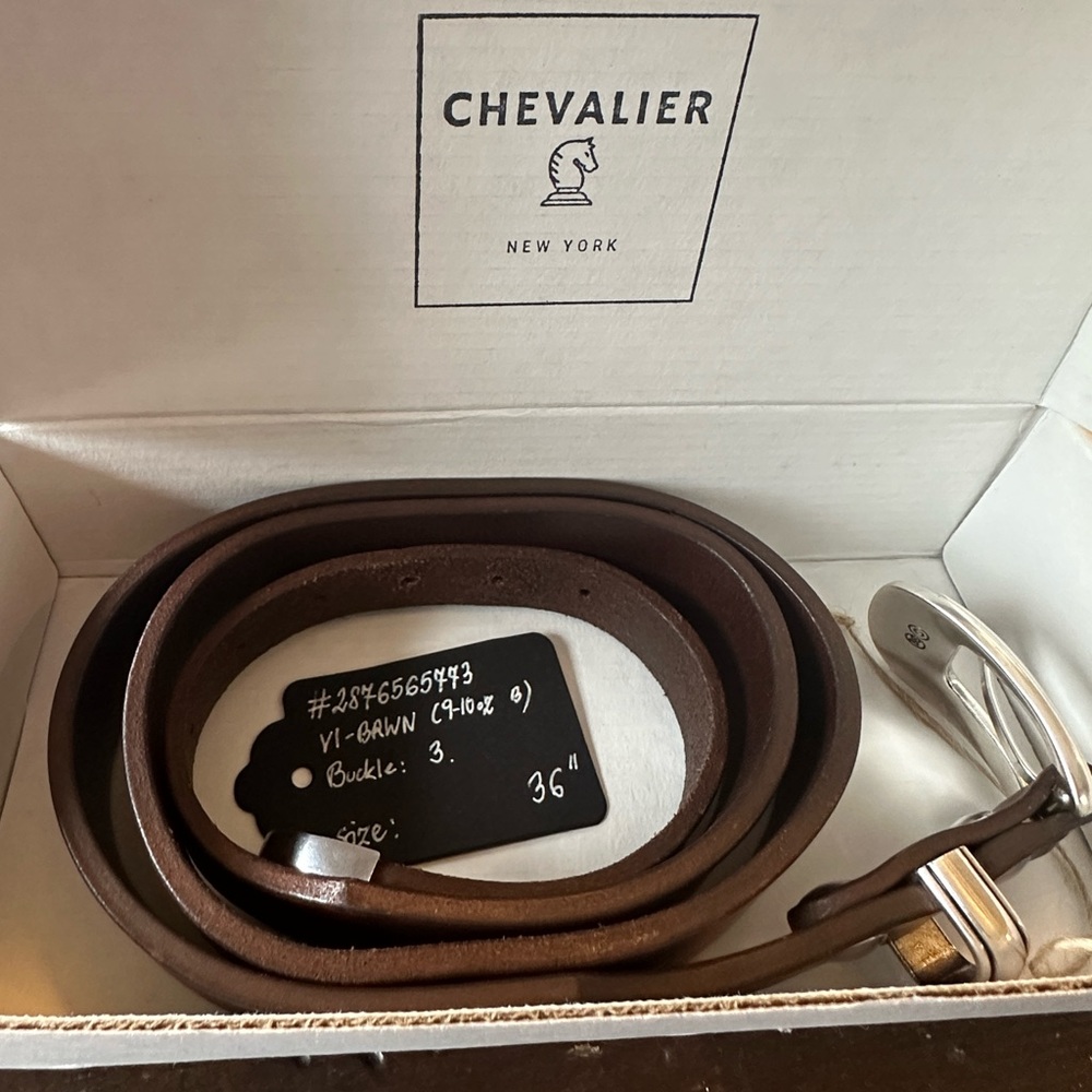 Chevalier 1.25” to 1” tapered western style belt in bridle leather sz 36 brown